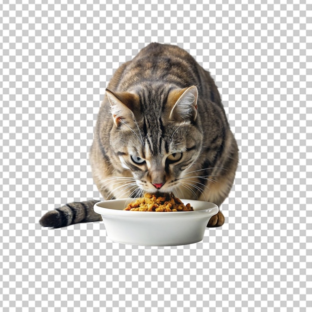 PSD gato comiendo comida de un cuenco