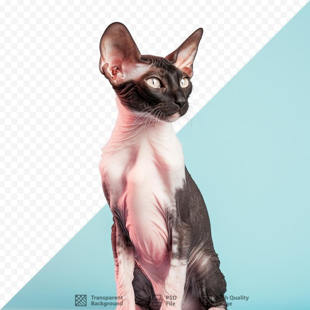 Gato cornish rex sozinho contra um fundo transparente