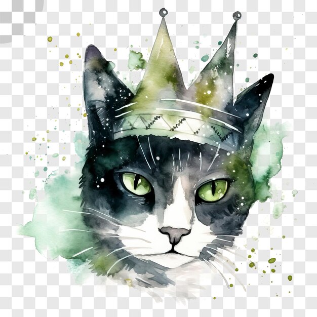 PSD gato con corona fondo transparente