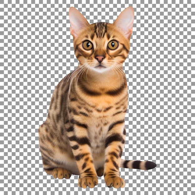 Gato da raça bengal em fundo transparente