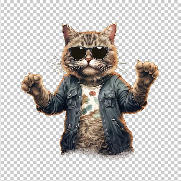 PSD gato dando hifive en un fondo transparente