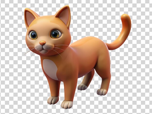 PSD un gato de dibujos animados en 3d marrón de pie sobre un fondo transparente