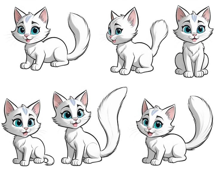 PSD un gato de dibujos animados con una cola larga y una cola