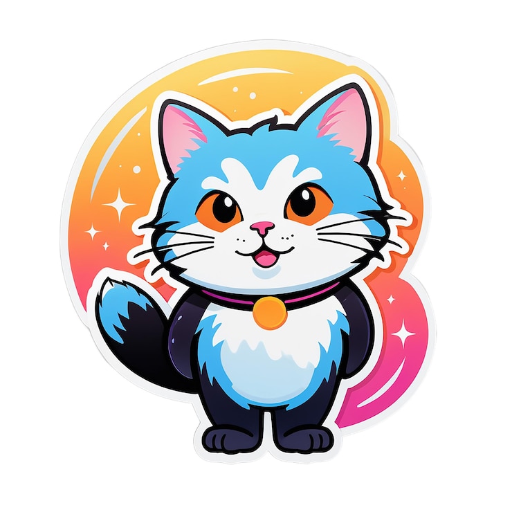 PSD un gato de dibujos animados con un collar que dice gato