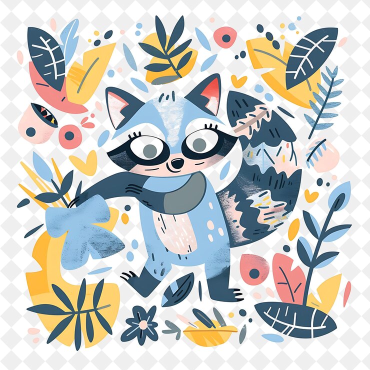 PSD un gato de dibujos animados con una imagen de un gato y flores