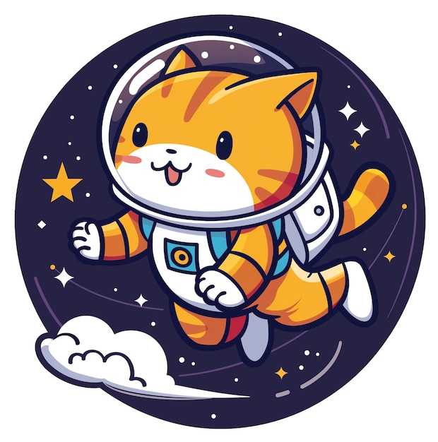 un gato de dibujos animados con un traje espacial en él