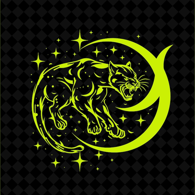 PSD un gato está en una luna con estrellas y un fondo negro