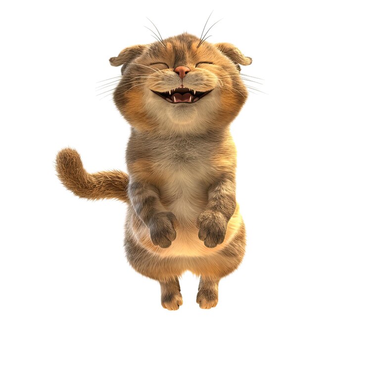 PSD gato feliz flutuando no ar