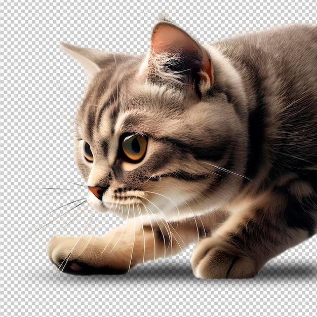 Gato fofo psd em movimento em um fundo transparente