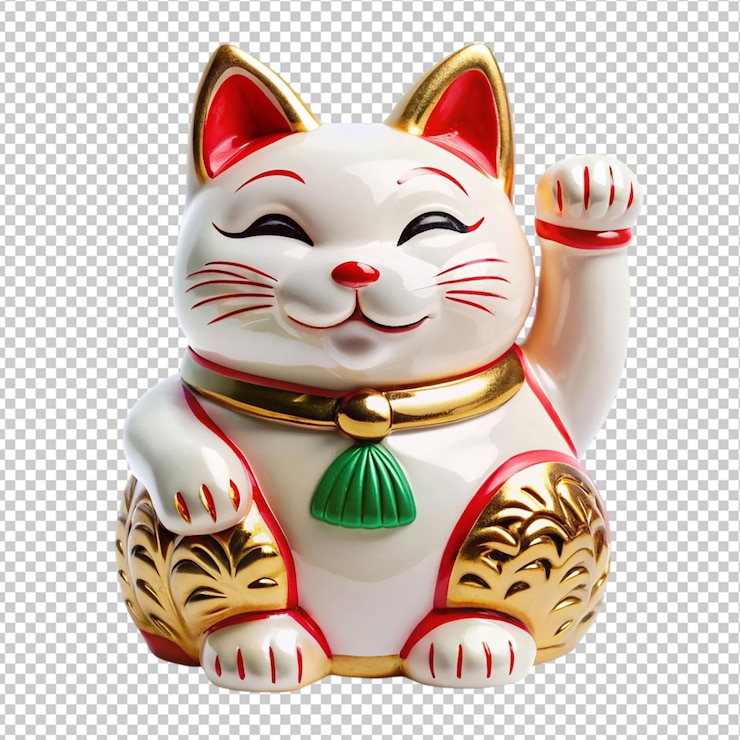 PSD el gato de la fortuna sonriente en un fondo transparente