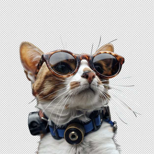 PSD un gato con gafas de sol y una corbata con un gato con un sombrero