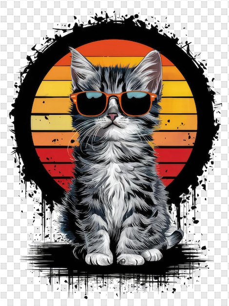 PSD un gato con gafas de sol y una imagen de un gato con una luna en el fondo