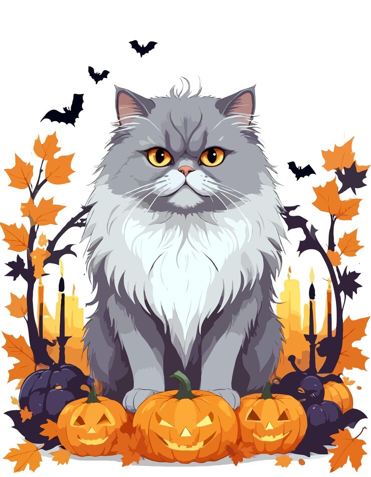 PSD el gato de halloween es un animal gracioso y adorable.
