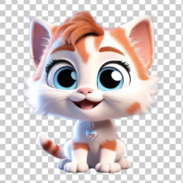 PSD gato lindo personaje de dibujos animados en 3d fondo blanco