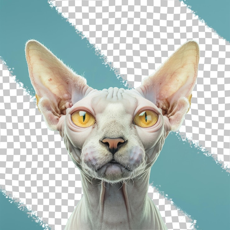 PSD un gato con ojos amarillos y una nariz blanca se muestra con un fondo blanco