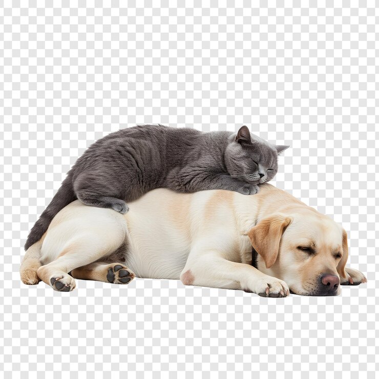 PSD gato y perro durmiendo juntos