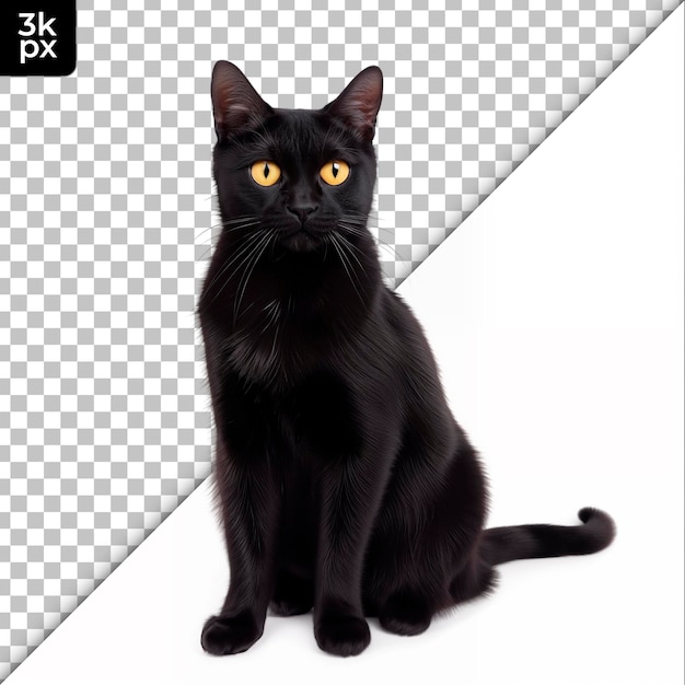 PSD gato preto isolado em fundo transparente