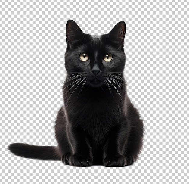 PSD gato preto isolado em fundo transparente