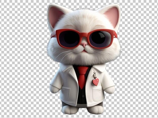 PSD gato profesor lindo en 3d con gafas de sol