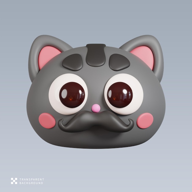 Gato PSD con bigote Ilustración en 3D