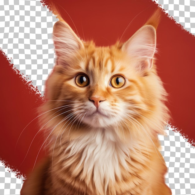 Gato que es de fondo rojo transparente.