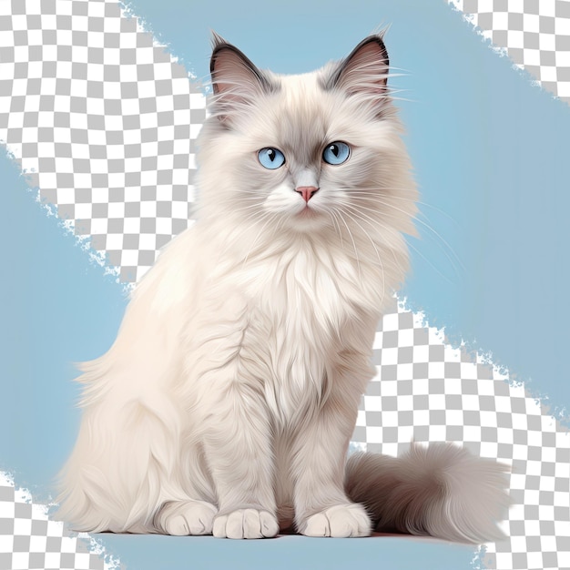 PSD gato ragdoll de pura raza en un fondo transparente