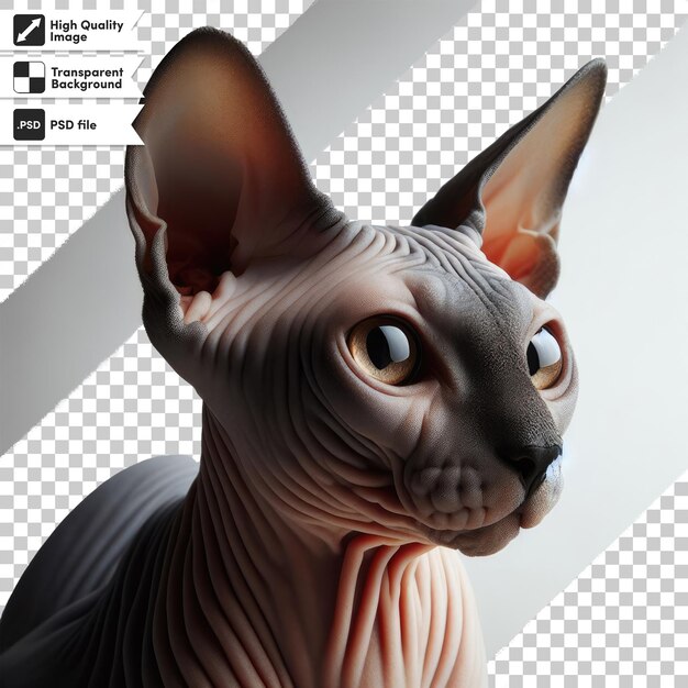 PSD gato sphynx canadiense en fondo transparente con capa de máscara editable