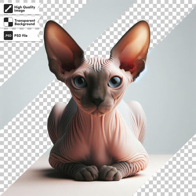 PSD gato sphynx canadiense en fondo transparente con capa de máscara editable