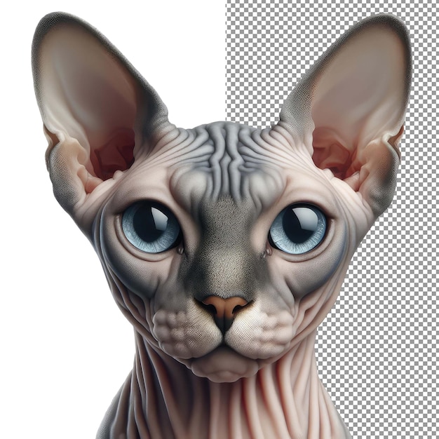 PSD gato transparente isolado com bigodes caprichosos