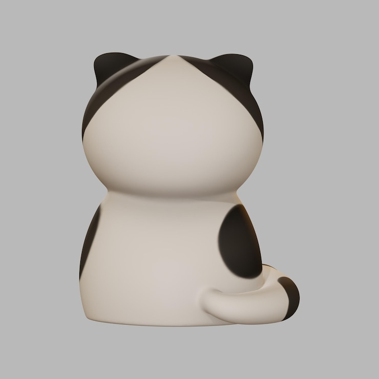 PSD gatto in bianco e nero 3d