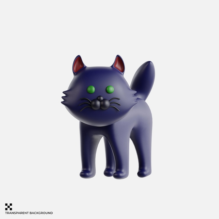 PSD gatto nero con occhi verdi e orecchie appuntite