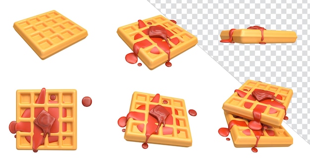 Gaufre d'icône d'éléments de rendu 3D