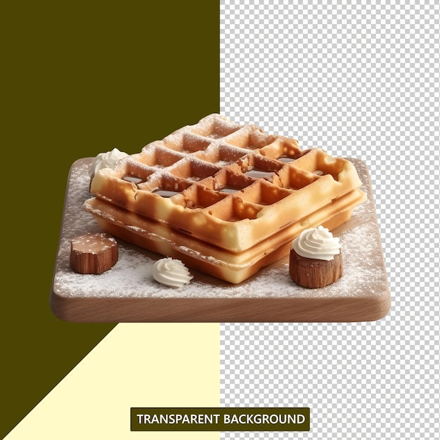 Une Gaufre Servie Dans Une Belle Planche à Fond Transparent