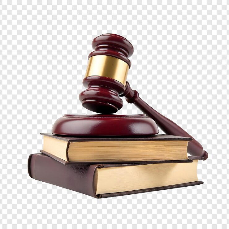 Gavel and Law Books on transparent background