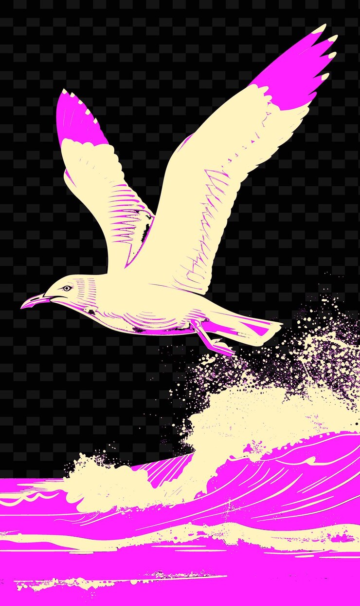 PSD la gaviota volando sobre el océano con un fondo de playa poster d diseños de fondo de póster png