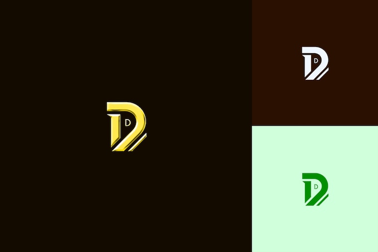 PSD gaya desain logo huruf d dengan kombinasi tanda, dengan koleksi vektor abstrak alam bentuk d