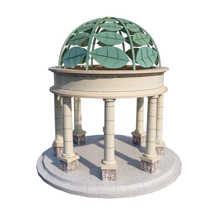 PSD gazebo 3d em vários estilos para jardins ou parques conjunto plano ilustração vetorial isolada 07
