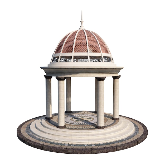 Gazebo 3D in vari stili per giardini o parchi flat set illustrazione vettoriale isolata 02