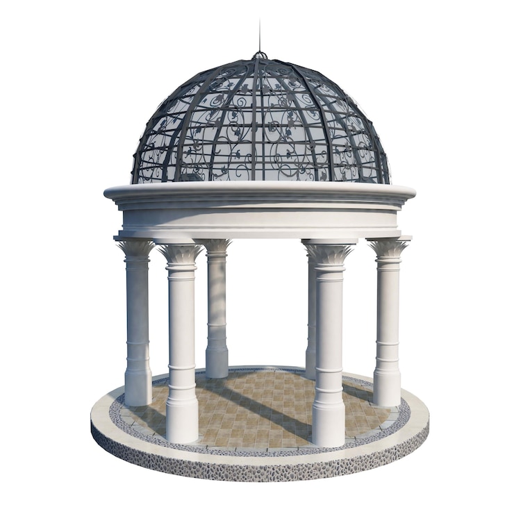 PSD gazebo 3d in vari stili per giardini o parchi set piatto illustrazione vettoriale isolata 01