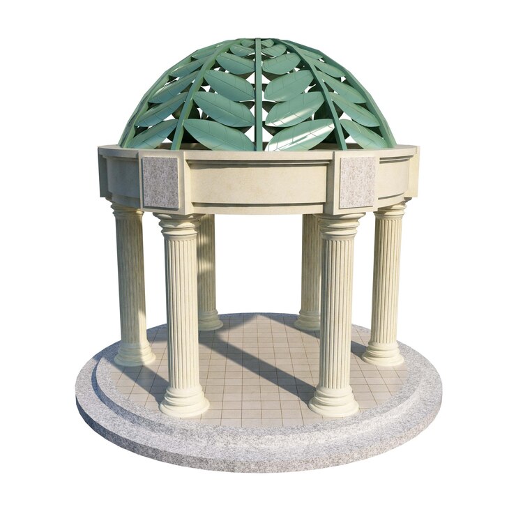 PSD gazebo 3d en varios estilos para jardines o parques conjunto plano ilustración vectorial aislada 08