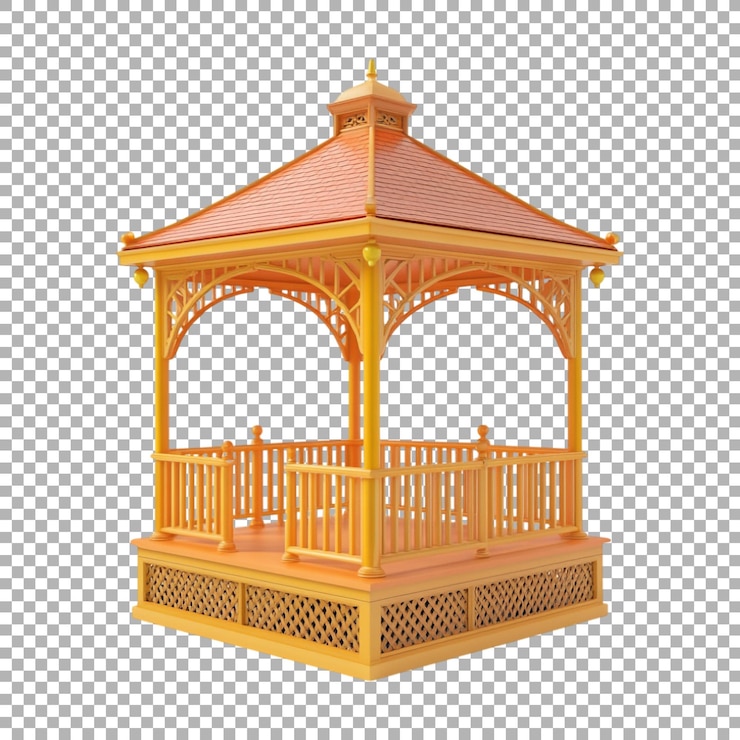PSD gazebo de madera de png en un fondo transparente generado por ai