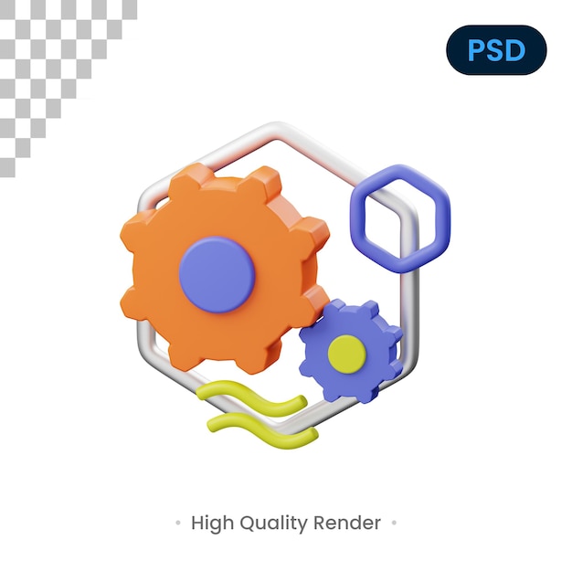 PSD gear 3d render illustration premium psdpsd