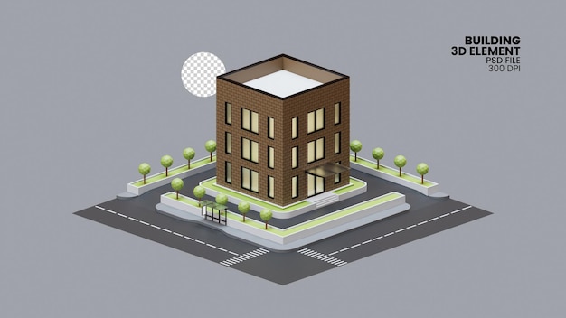 Gebäude 3D Render Illustration Element 09