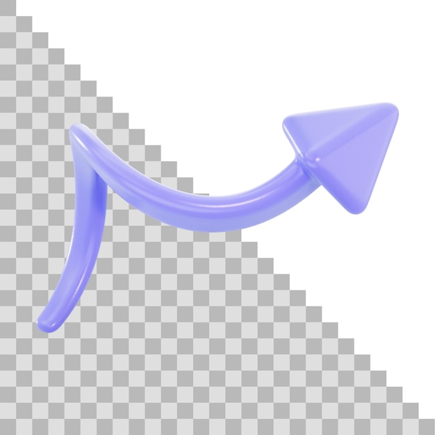 Gebogener Pfeil verschiedene Richtungszeichen auf weißem Hintergrund 3D-Rendering-Konzept für Website- und App-Symbol