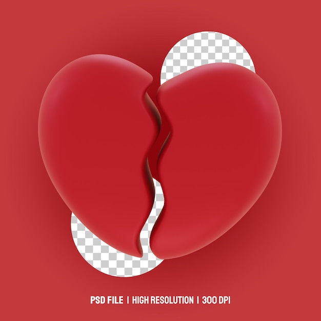 Gebrochenes Herz 3D-Darstellung