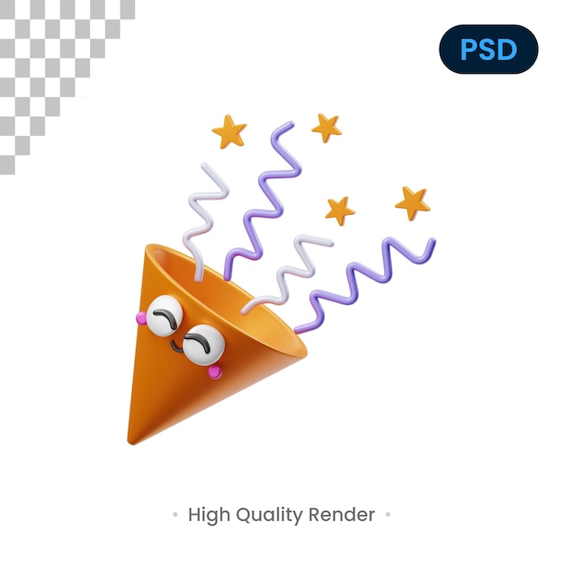 PSD geburtstag konfetti 3d render illustration premium psd