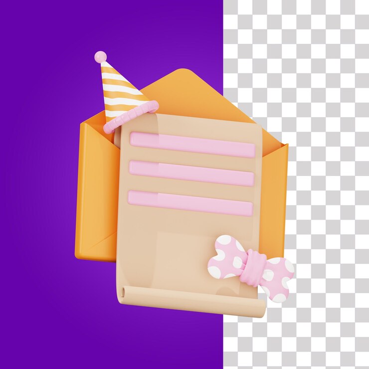 PSD geburtstagseinladungskarte 3d-illustration