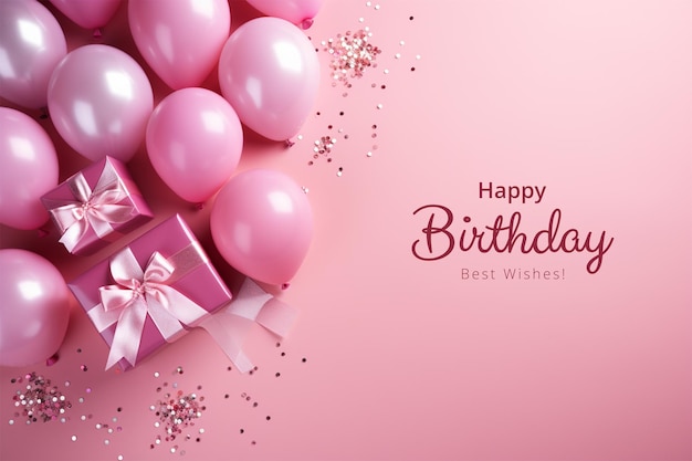 Geburtstagshintergrund mit Ballons und Geschenken