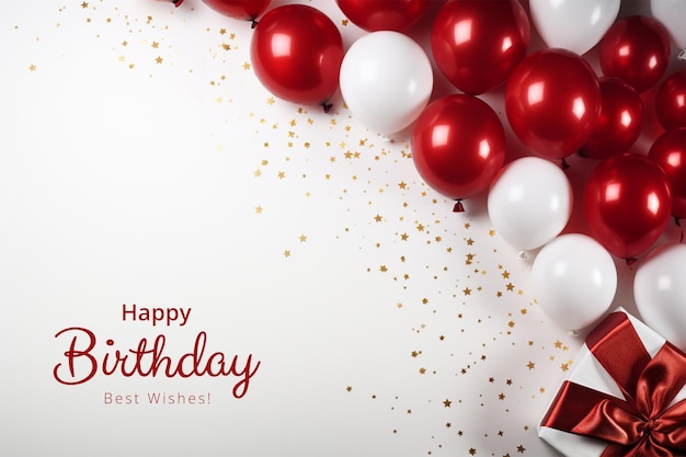Geburtstagshintergrund mit Luftballons und Geschenken