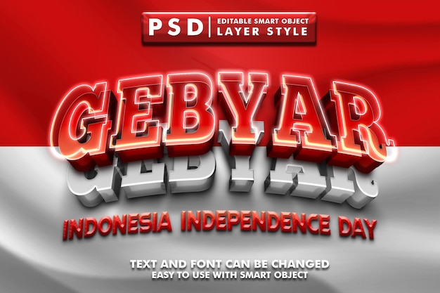 Gebyar 3d efeito de texto psd premium